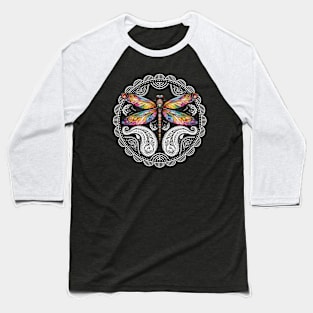 Magical Colorful Dragonfly Mandala Baseball T-Shirt